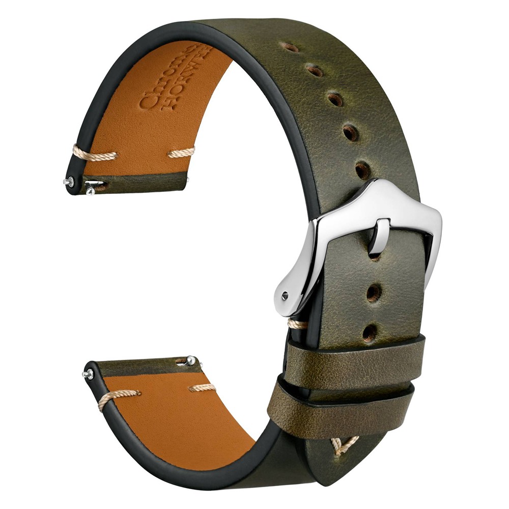 Suede Strap Watch - Wocci สายนาฬิกาหนังเคลือบแว็กซ์น้ำมัน18มม. 20มม. 22มม. คอลเลกชั่นหนังลายวินเทจสายรัดแบบปรับได้อย่างรวดเร็ว